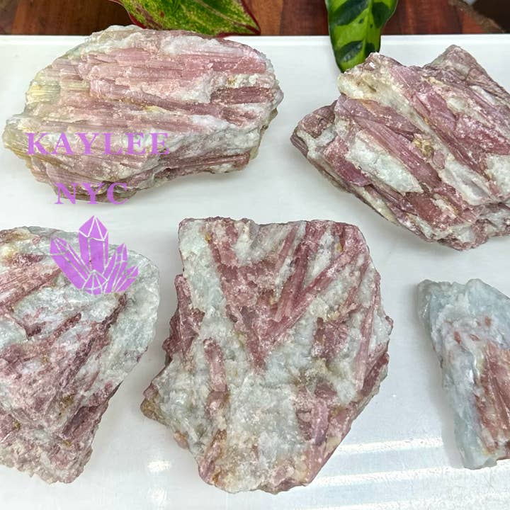 KayleeNYC – Pedra/cristal espiritual por atacado – Lote de 2,3 kg de Cristal Bruto Natural de Turmalina Rosa para Energia de Cura2