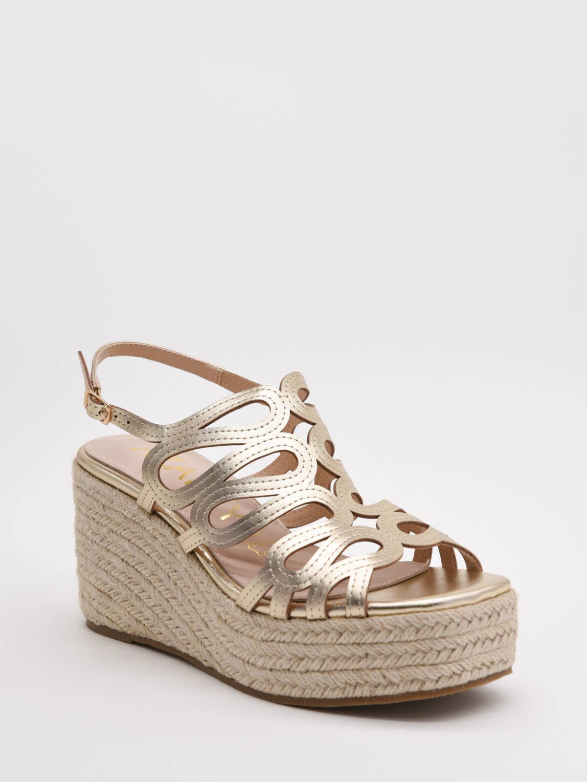 Azarey - Wholesale Sandals - Women's - Metallic Wedge with Interlaced Straps0