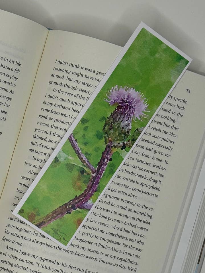 Watercolor Thistle Bookmark: Floral Art Gift for Readers for wholesale by Created SO!
