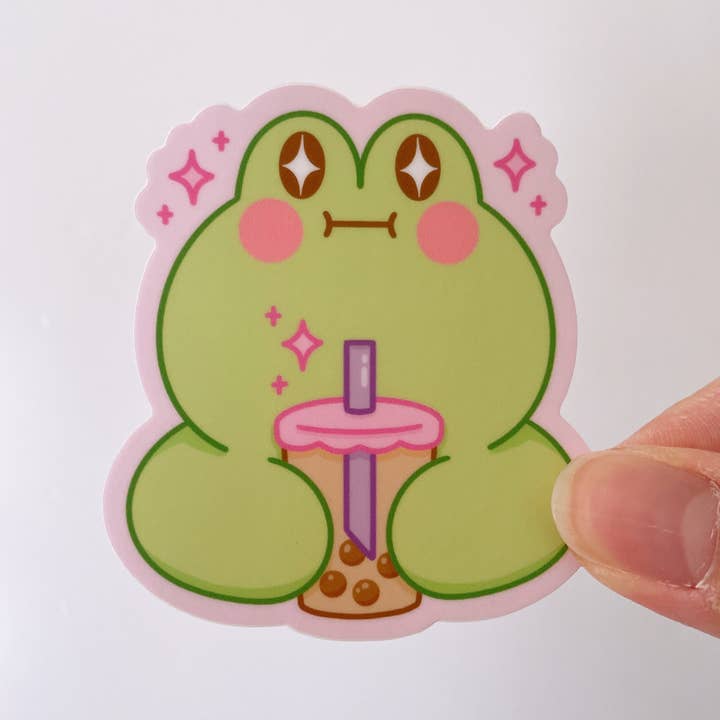 StickyRiceCo - Wholesale Sticker - Frog with Boba Sticker