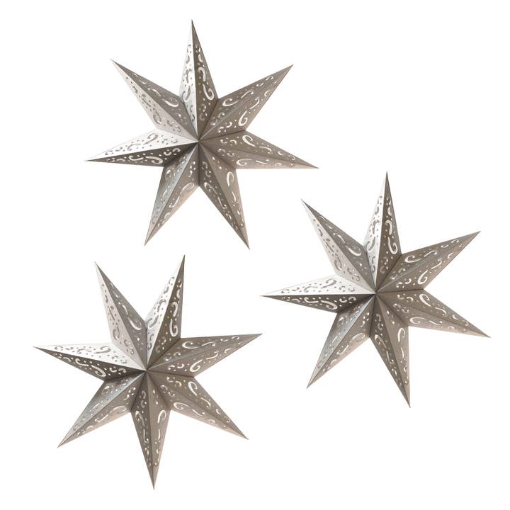 LumaBase - Wholesale Lantern - Hanging Lantern, Silver Star - Set of 3