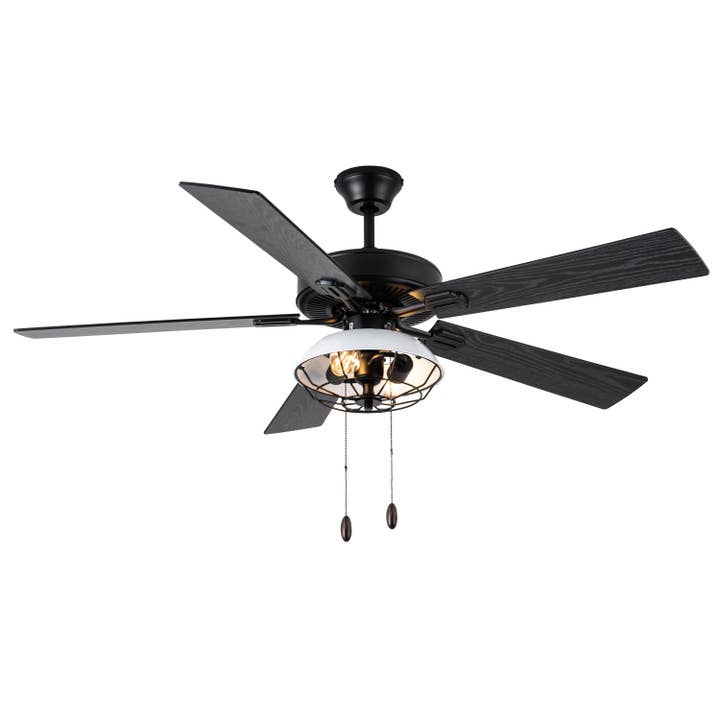 Black White 52"W Owen Ceiling Fan with Light Kit for wholesale on Faire2