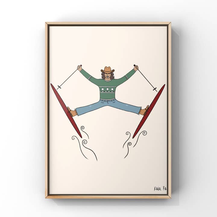 Ski Cowboy Art Print for wholesale by Surf Cowboy