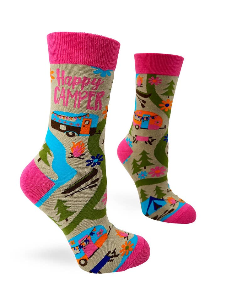 Fabdaz - Wholesale Socks - Women's - Happy Camper Women's Crew Socks