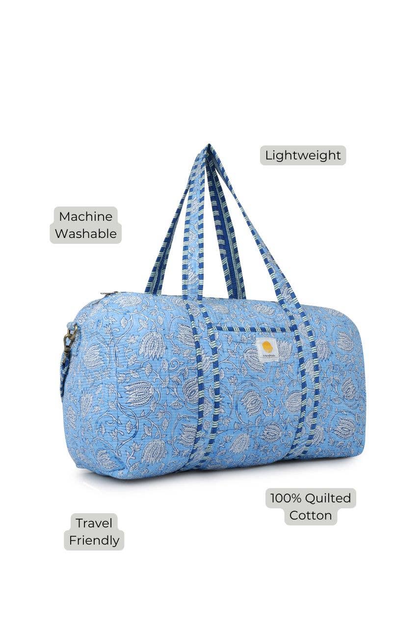Hi Handmade - Wholesale Weekender Bag - Women's - Cotton Duffle Bag - Blue Lily5