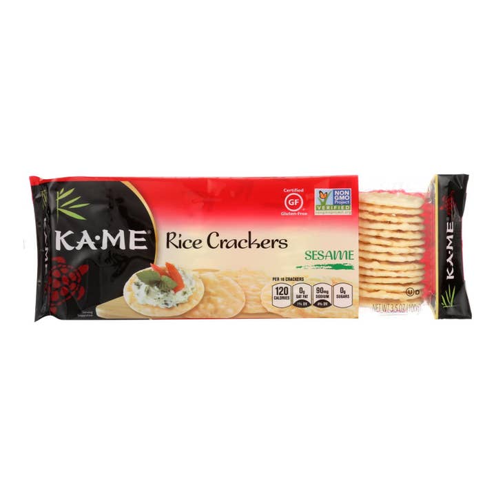Everyday Supply Co - Wholesale Crackers - Ka'me Rice Crackers - Sesame - Case Of 12 - 3.5 Oz.