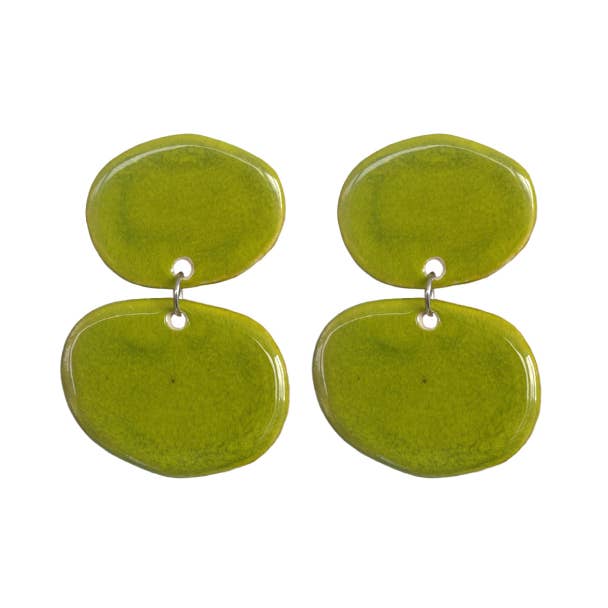 Leichte Keramik-Ohrringe, limonengrüne Kreise - NEU für den Großhandel von Blanca Olmos Studio
