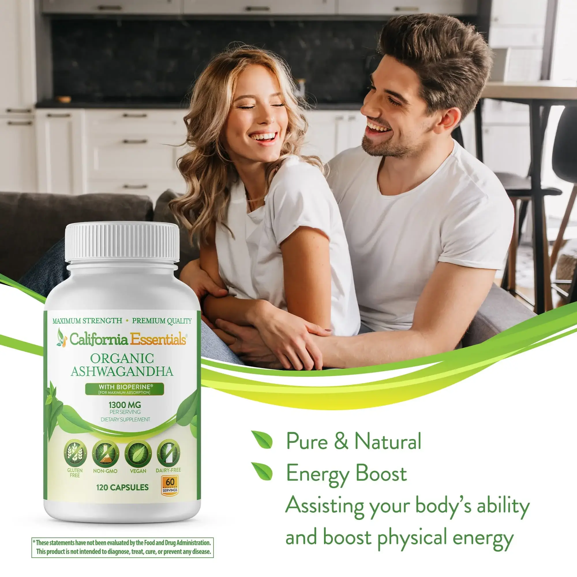 California Essentials - Vendita all'ingrosso Vitamine/integratori orali - Integratore di Ashwagandha Biologica (1300 mg) - Polvere di Radice17