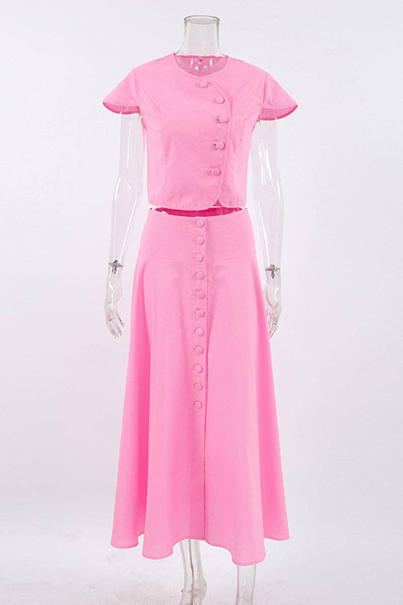 ROSA Conjunto de Saia com Detalhe de Botão Elegante para venda a revendedores na Faire5