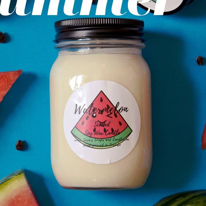 Vandmelon sojalys - 14 oz for engroshandel hos Sara's soaps and candles