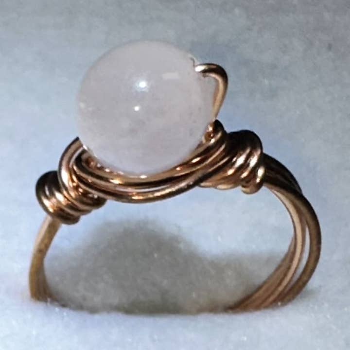 Rose Quartz Copper Wrapped Ring for wholesale by Best South Gems