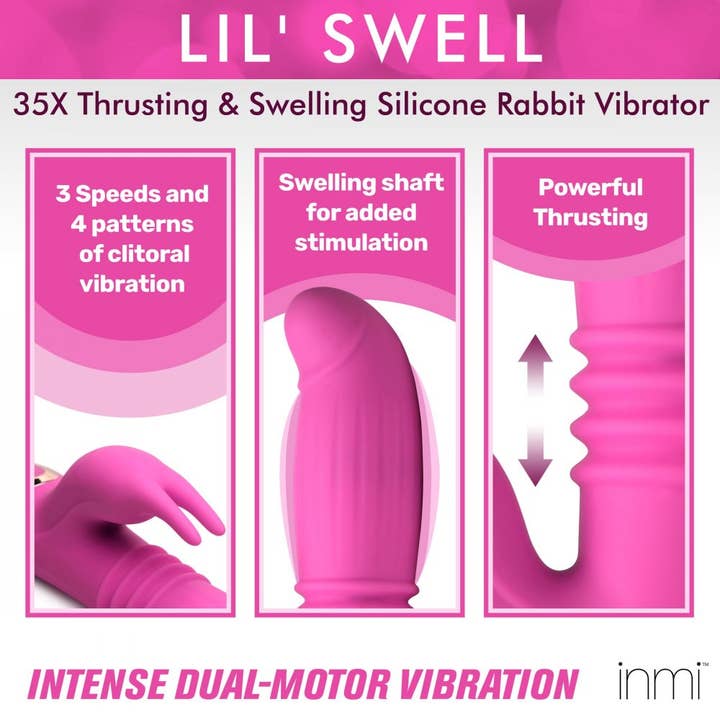 INMI Toys - Wholesale Sex Toy - 35X Lil Swell Thrusting and Swelling Silicone Rabbit Vibe