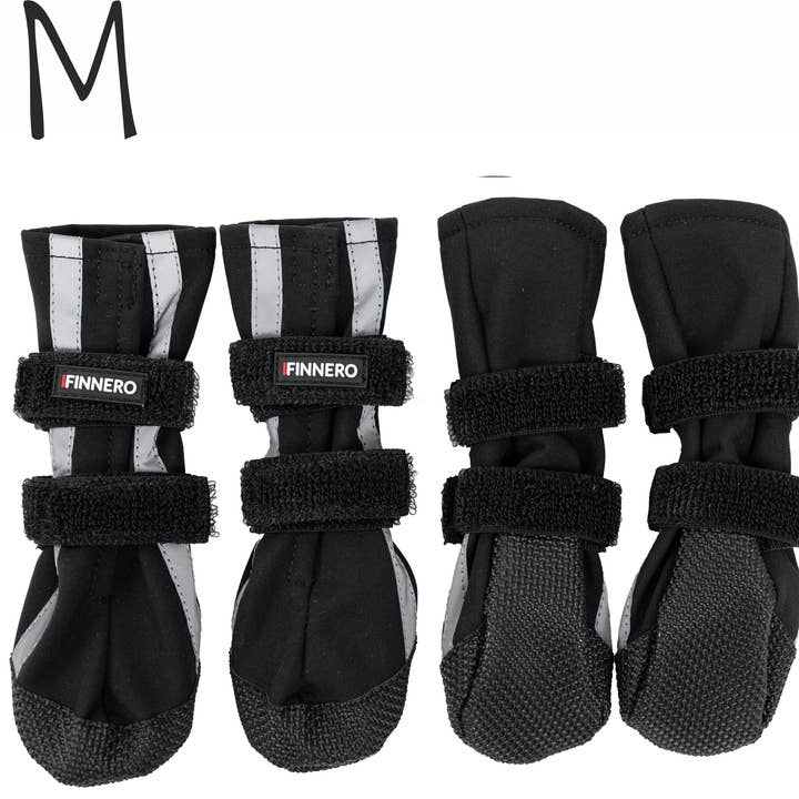 black NEW: FINNERO HALLA Softshell Dog Booties, 4 pcs/pack for wholesale on Faire2