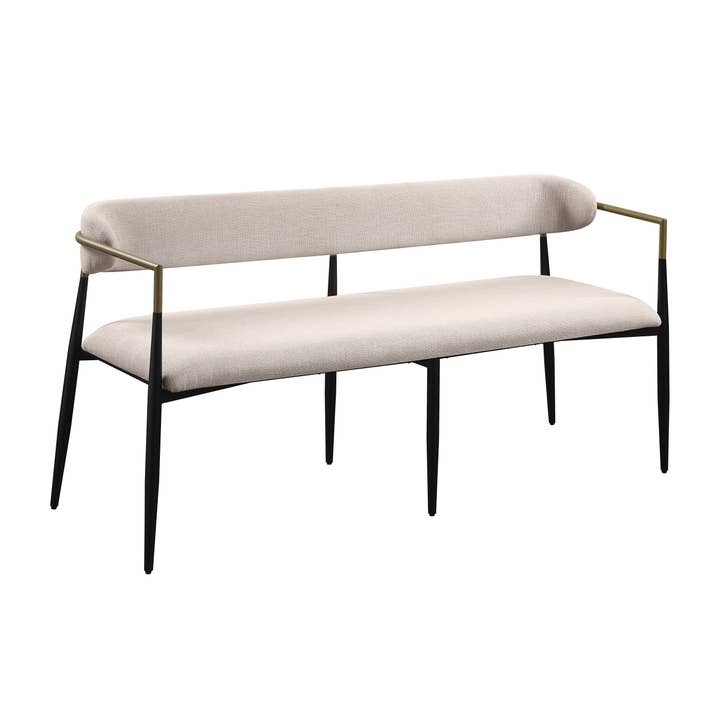 Jaramillo Bench, Beige Linen & Black for wholesale by Acme Furniture Industry, Inc.
