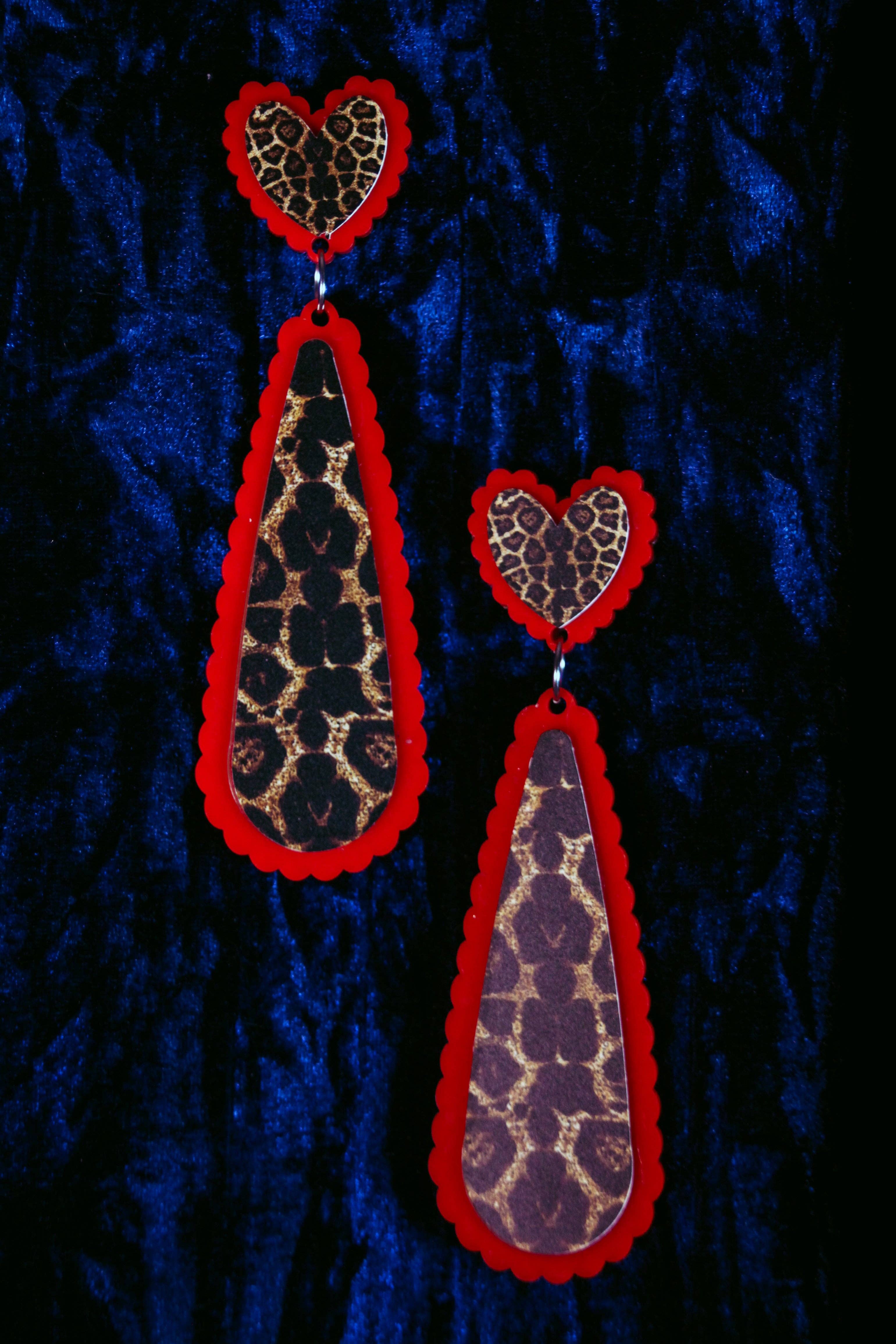 Fairly Odd Shop - Wholesale Dangle Earrings - Scalloped Drips - Leopard2