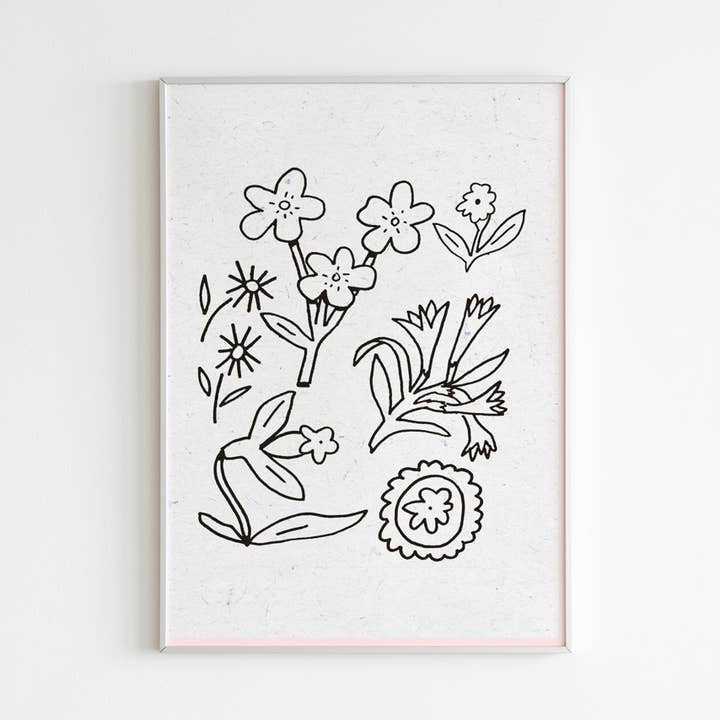 "Delicate Flowers" Art Print - Black | 5x7, 8x10 or 11x14 for wholesale by Jennyfer Marie Art