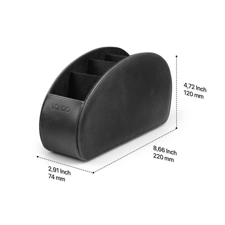 Londo - Wholesale Desk Organizer - Londo Remote Control Holder with 5 Pockets, Store DVD, Blu-Ray, TV, Roku or Apple TV Remotes, Italian Top Grain Leather with Suede Lining35