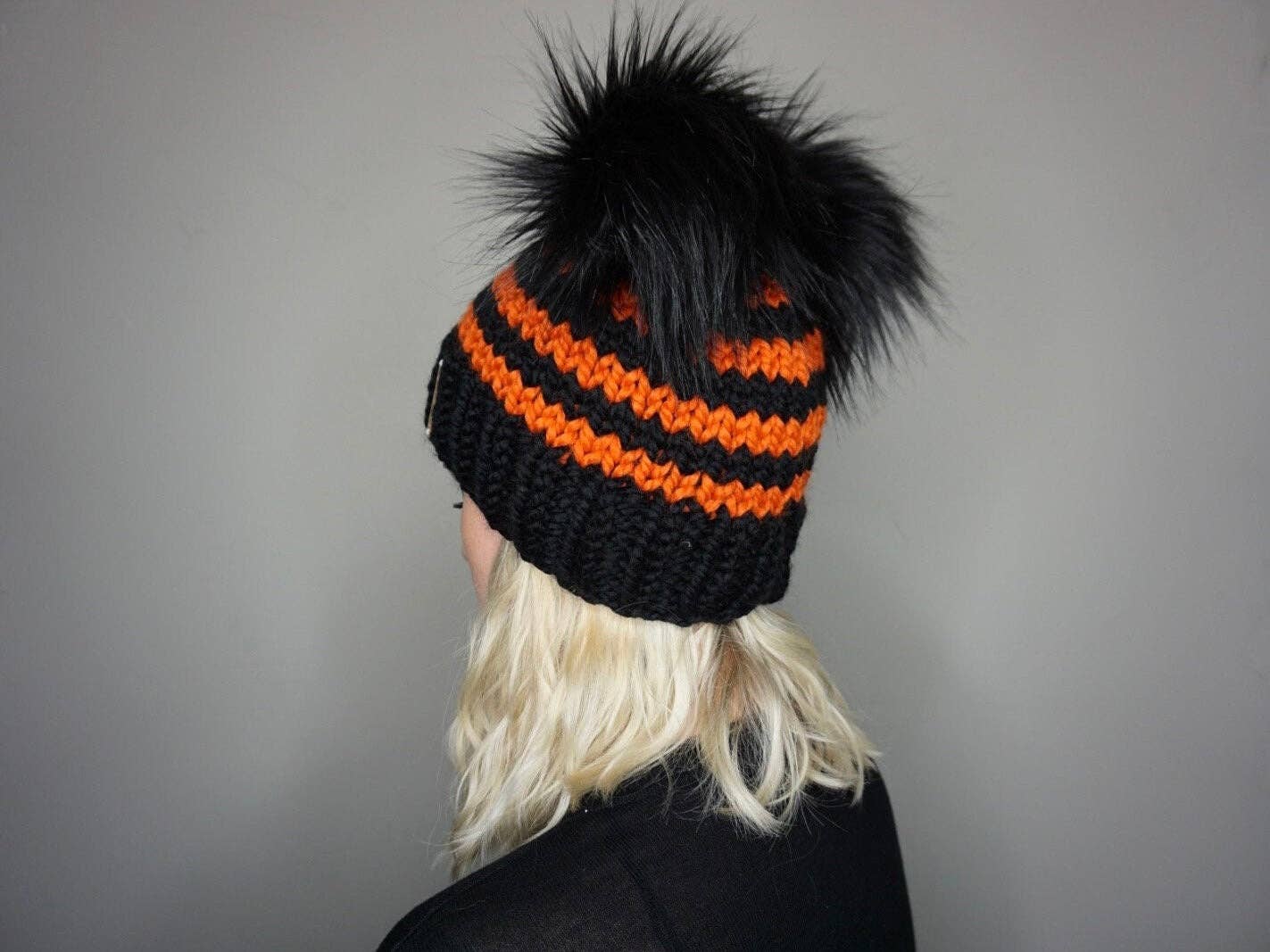 Charlie & Luna Co. - Wholesale Beanie - Unisex - The Halloween Striped Double Pom Beanie- Fall 2025 knit hat2