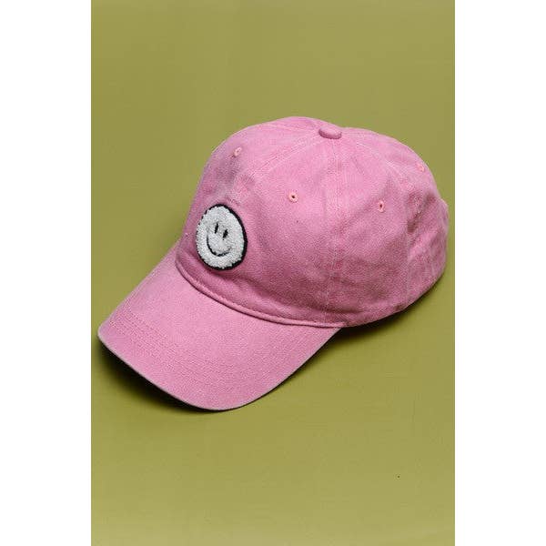 JOSSLYN by wall to wall - Wholesale Baseball Cap - Women's - WASHED SHERPA HAPPY FACE BASEBALL CAP 40HW7034