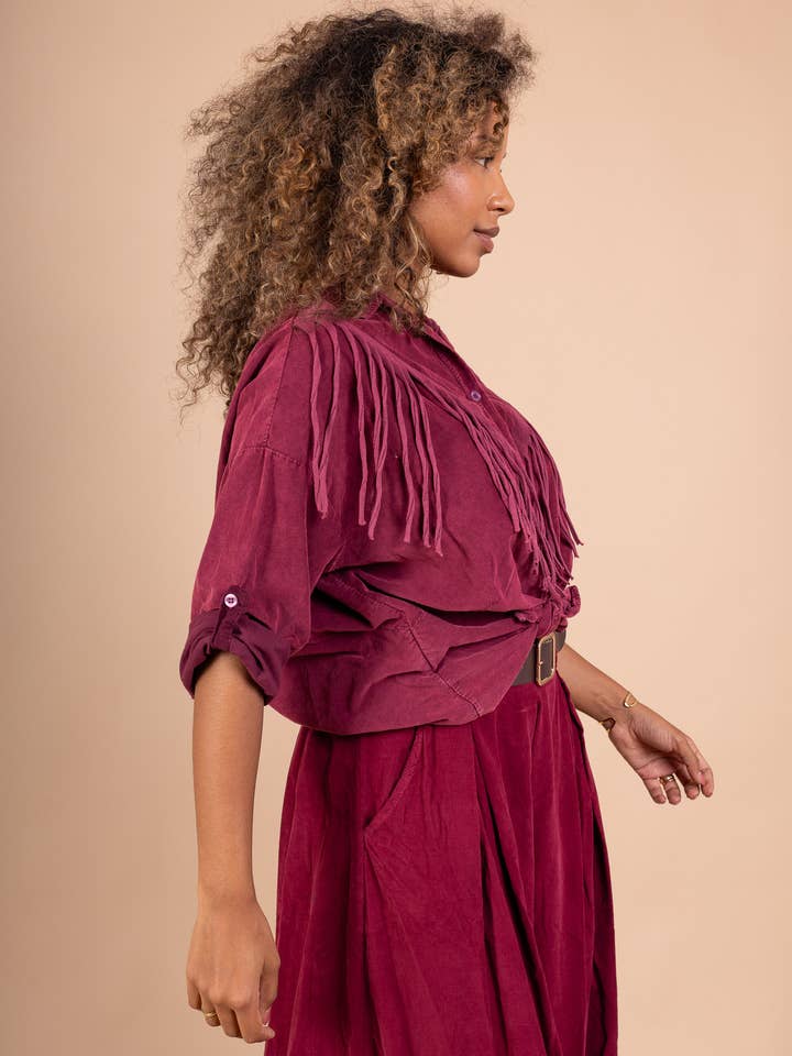 Pépouz' Paris - Wholesale Button Down Shirt - Women's - Western-style fringed shirt PC25497