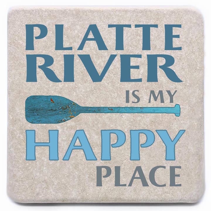 Noomoon - Wholesale Coasters - The River is my Happy Place Stone Coaster "Add Your River"