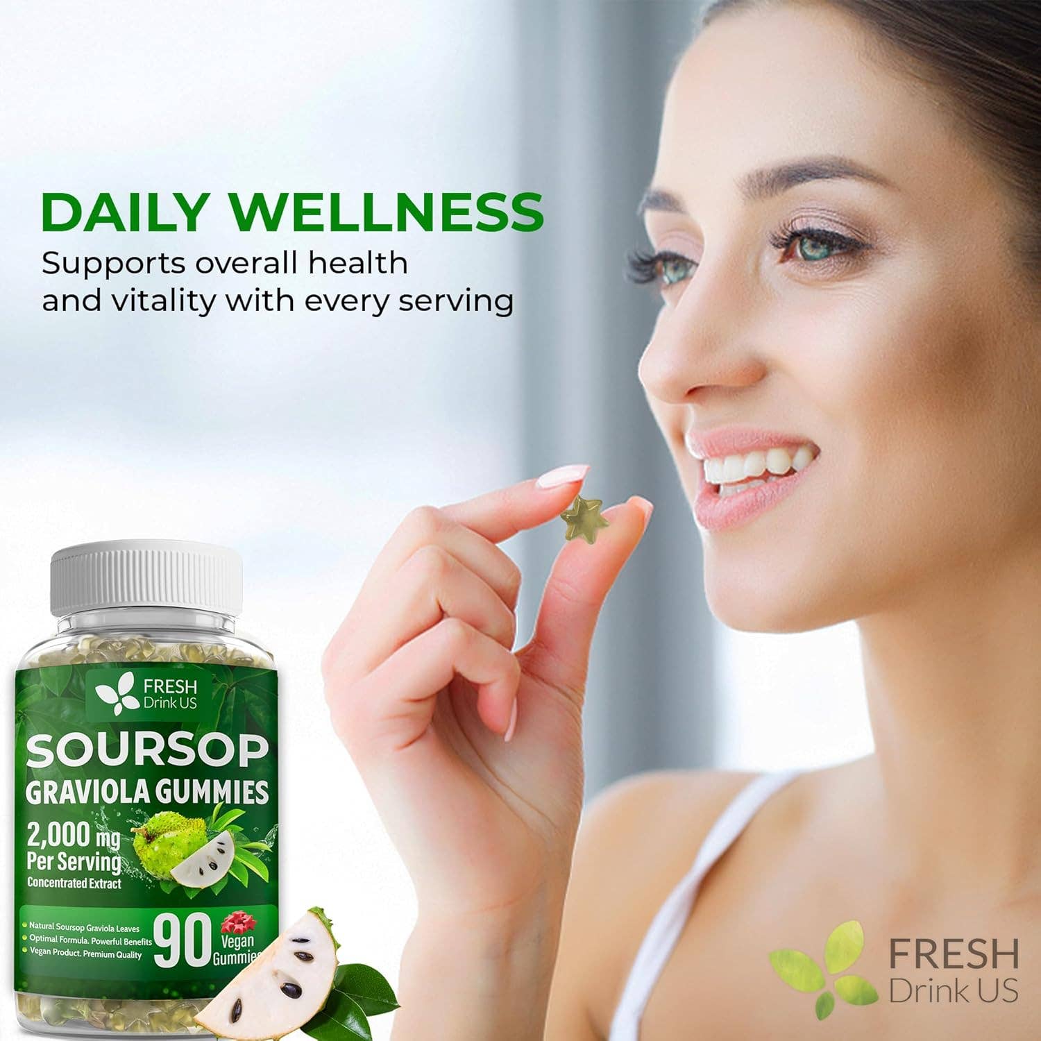 Naomi's Happy Place Shop – wholesale Oral supplement/vitamin – Premium 90 Soursop Graviola Gummies3