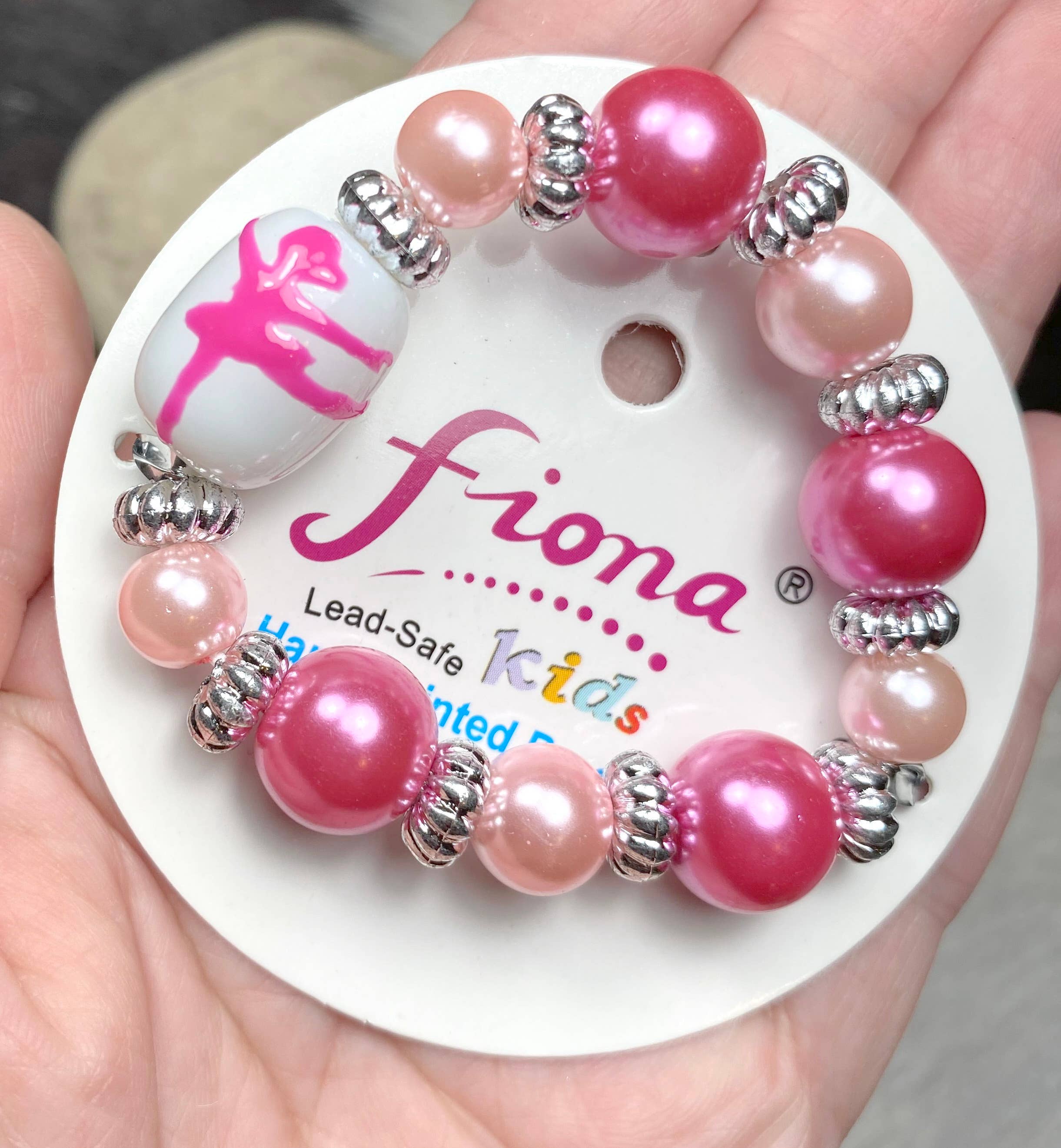 Fiona Accessories – Engroshandel Perlearmbånd – Børn – Ballerina Princess Børnearmbånd Malet Perler PINK2