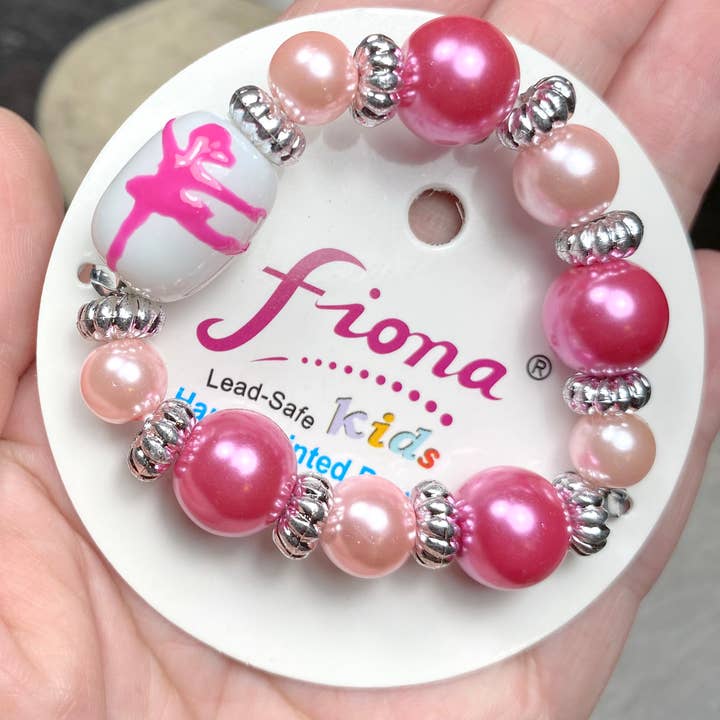 Fiona Accessories – Engroshandel Perlearmbånd – Børn – Ballerina Princess Børnearmbånd Malet Perler PINK2