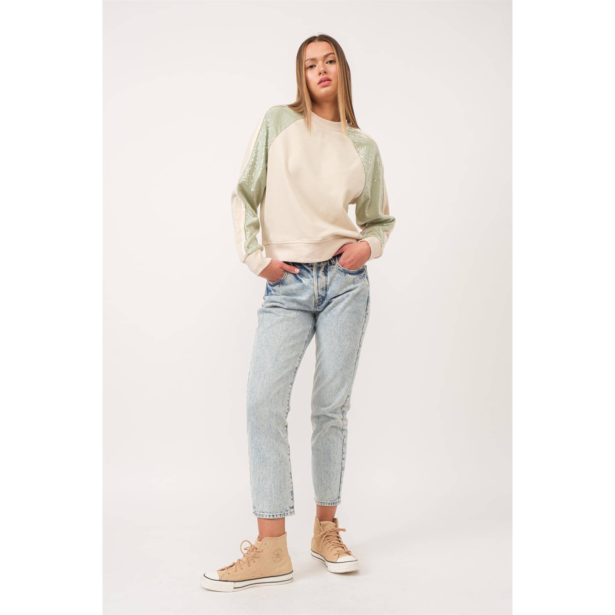 LT TAUPE Sequin Sweater for wholesale on Faire2