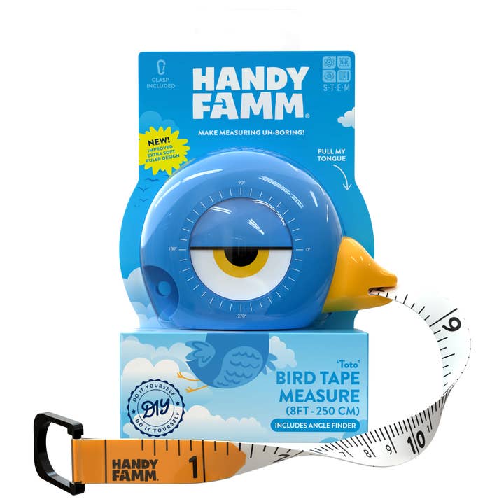 Handy Famm - Wholesale Measuring Tape - "Toto" Blue Bird STEM Measuring Tape 3-in-1 ToolÂ