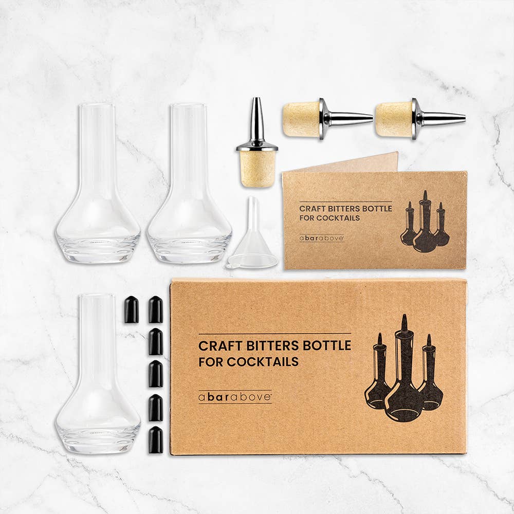 A Bar Above – wholesale Garnishing tool – Bitters Bottles, Glass: Single Pack or Set of 39