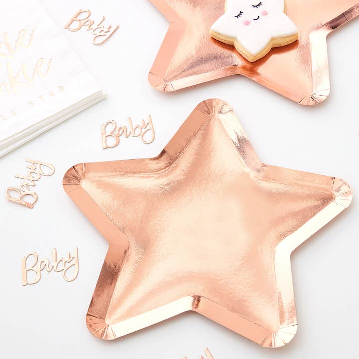Paper Plates - Star Shaped - Rose Gold for wholesale by Ginger Ray