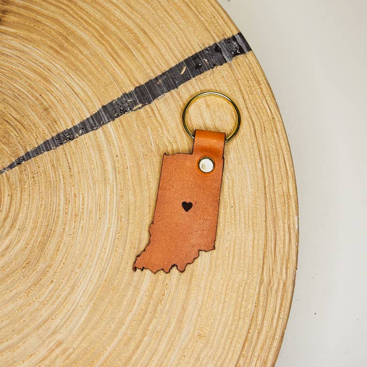 Left Grain - Wholesale Keychain - Unisex - Indiana Keychain with Heart in the Middle
