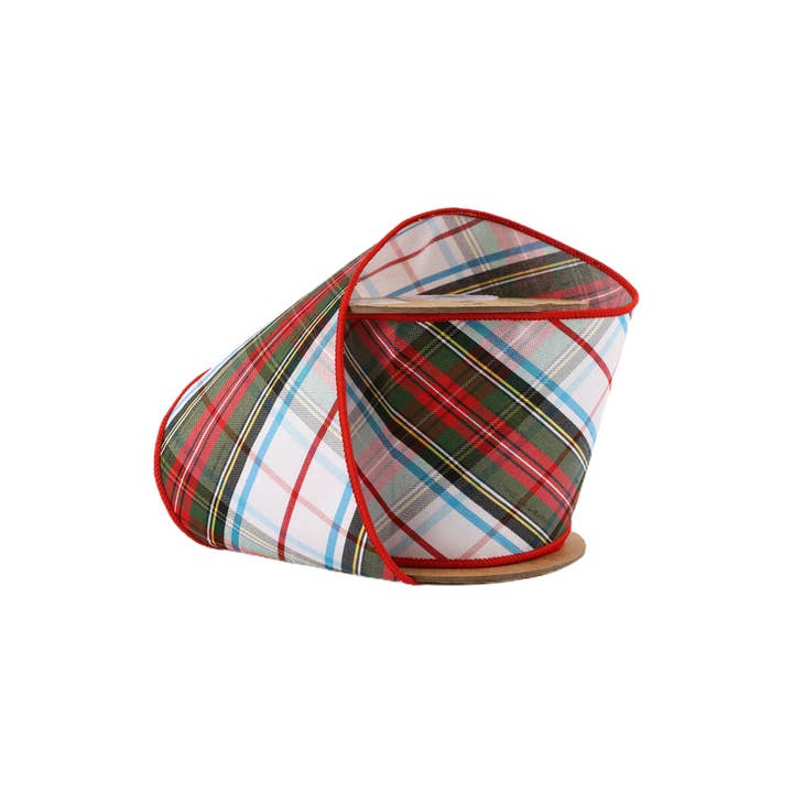 LA Ribbons Wholesale - Wholesale Ribbon - Gift Wrapping - Wired Plaid Bias Cut Ribbon 5 Yard Roll