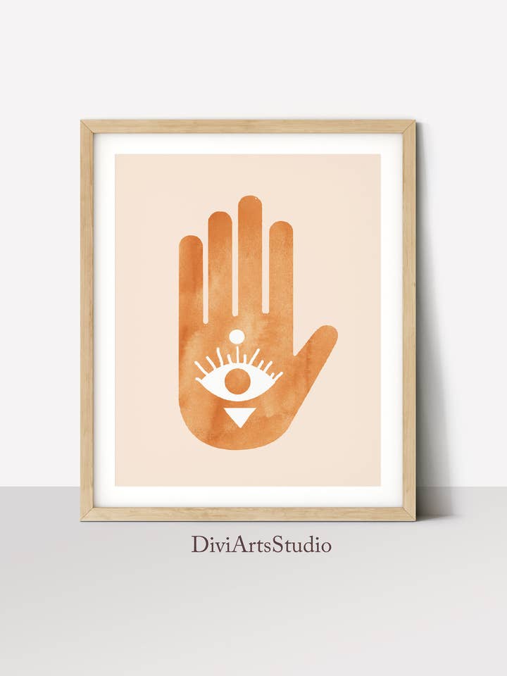 Evil Eye, Hamsa Wandkunstdruck für den Großhandel von DiviArts Studio