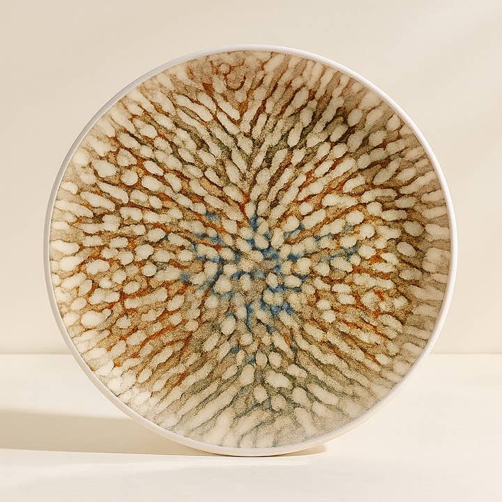 Assiette creuse ambre 20.5cm en grès marron et beige pour la vente par Novastyl