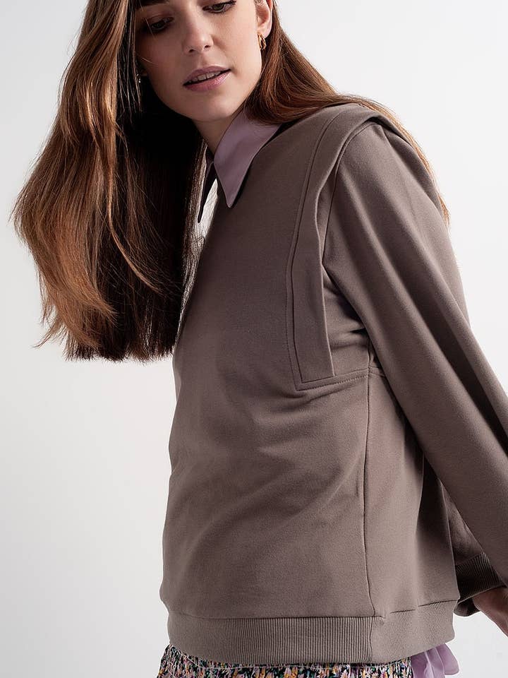 Grå Kæreste sweatshirt med skulder detaljer i grå for engroshandel på Faire3