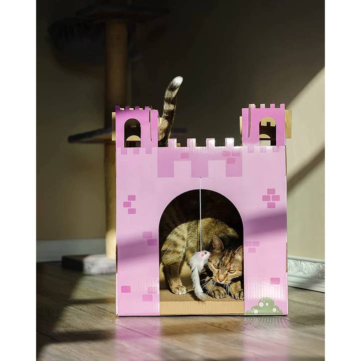 Midlee Designs - Wholesale Pet Scratcher - Cat - Midlee Pink Castle Cat Scratcher House