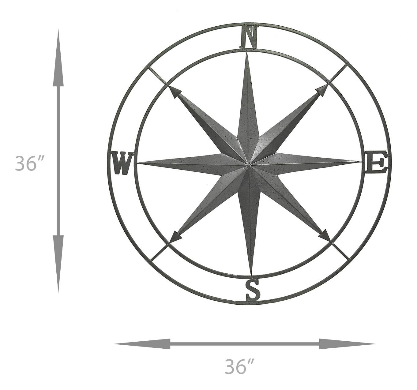 Zeckos - Wholesale Wall Accent - Galvanized Metal Nautical Compass Rose Wall Hanging 36 in.3