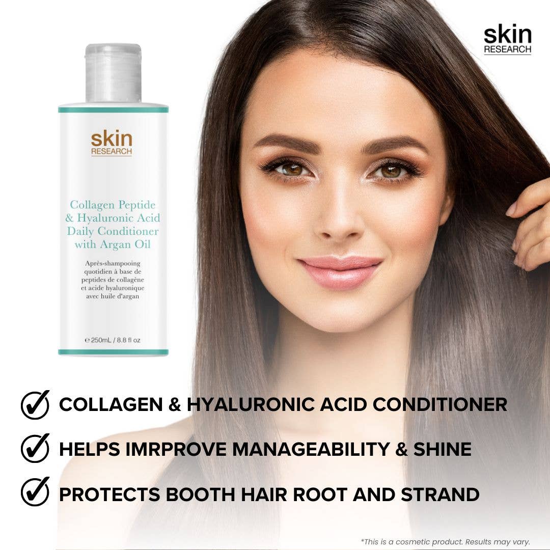 Skin Research Ltd. | Anti-Ageing Skincare & Beauty – wholesale Hair conditioner – Skin Research Collagen Peptide & Hyaluronic Acid Daily Conditioner with Argan Oil 250ml Twin Value Savings Pack1