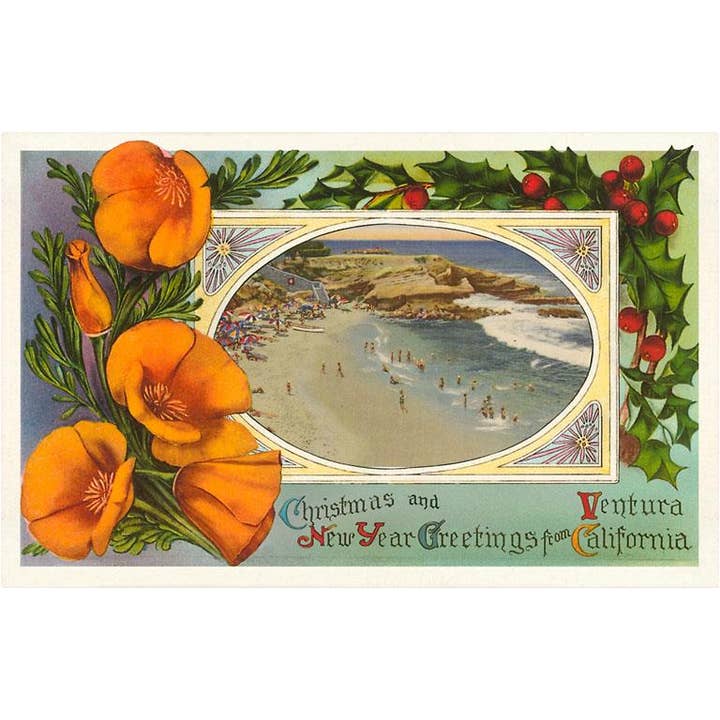 Art Print CC-45 Season's Greetings from Ventura Beach for wholesale by Found Image Press