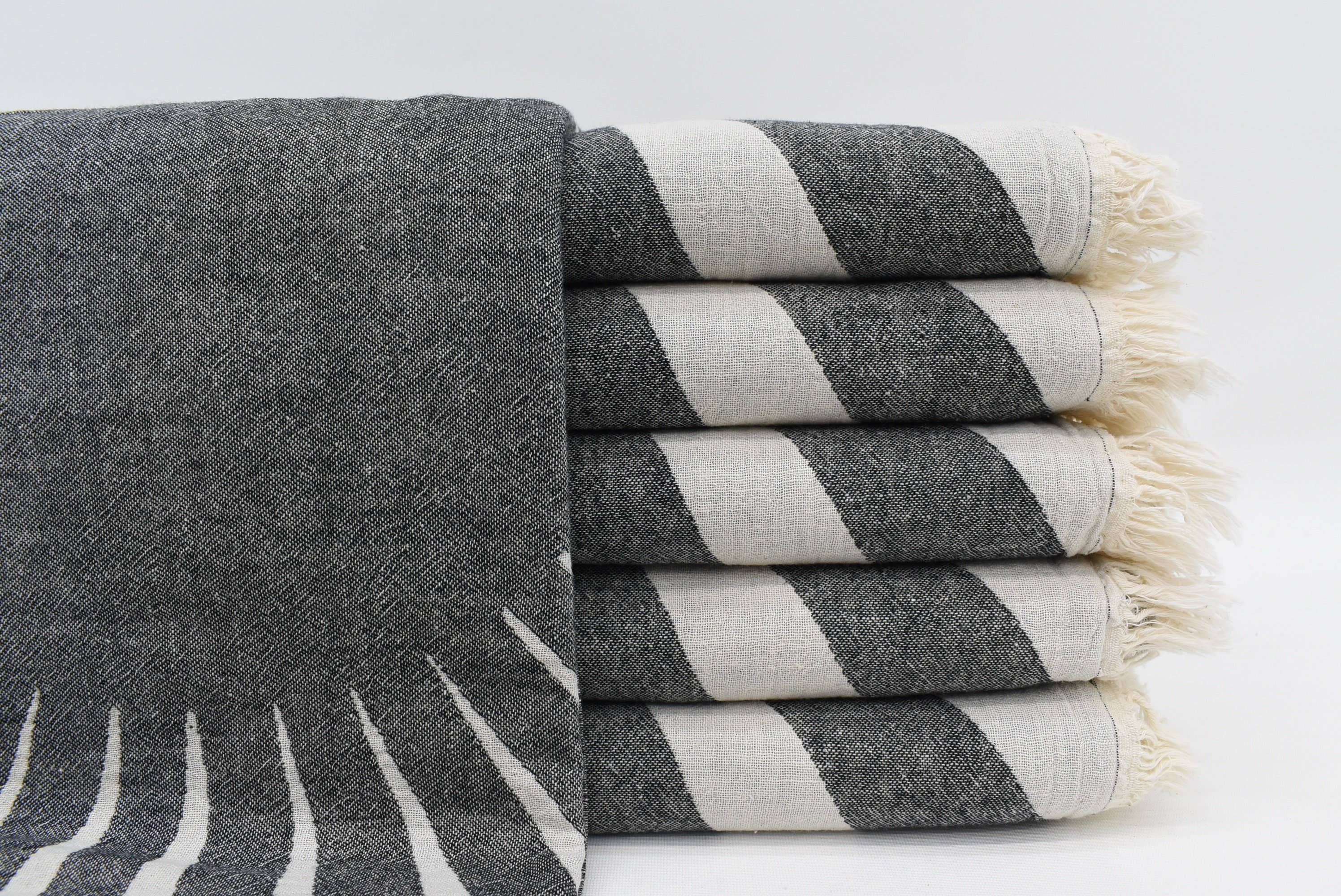 Organic Turkish Towels - Wholesale Picnic Blanket - Black Turkish Towel, Elegant Picnic Blanket