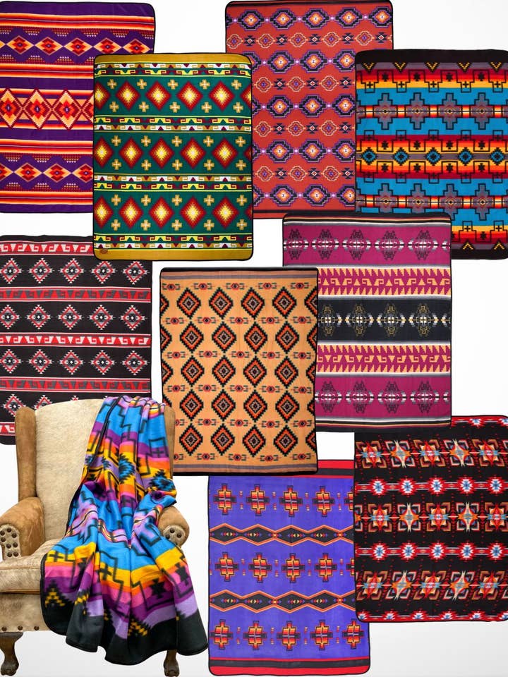 10er-Packung gemischte beliebte Fleece-Lodge-Decken! Nur 14,50 $ für den Großhandel von El Paso Saddleblanket