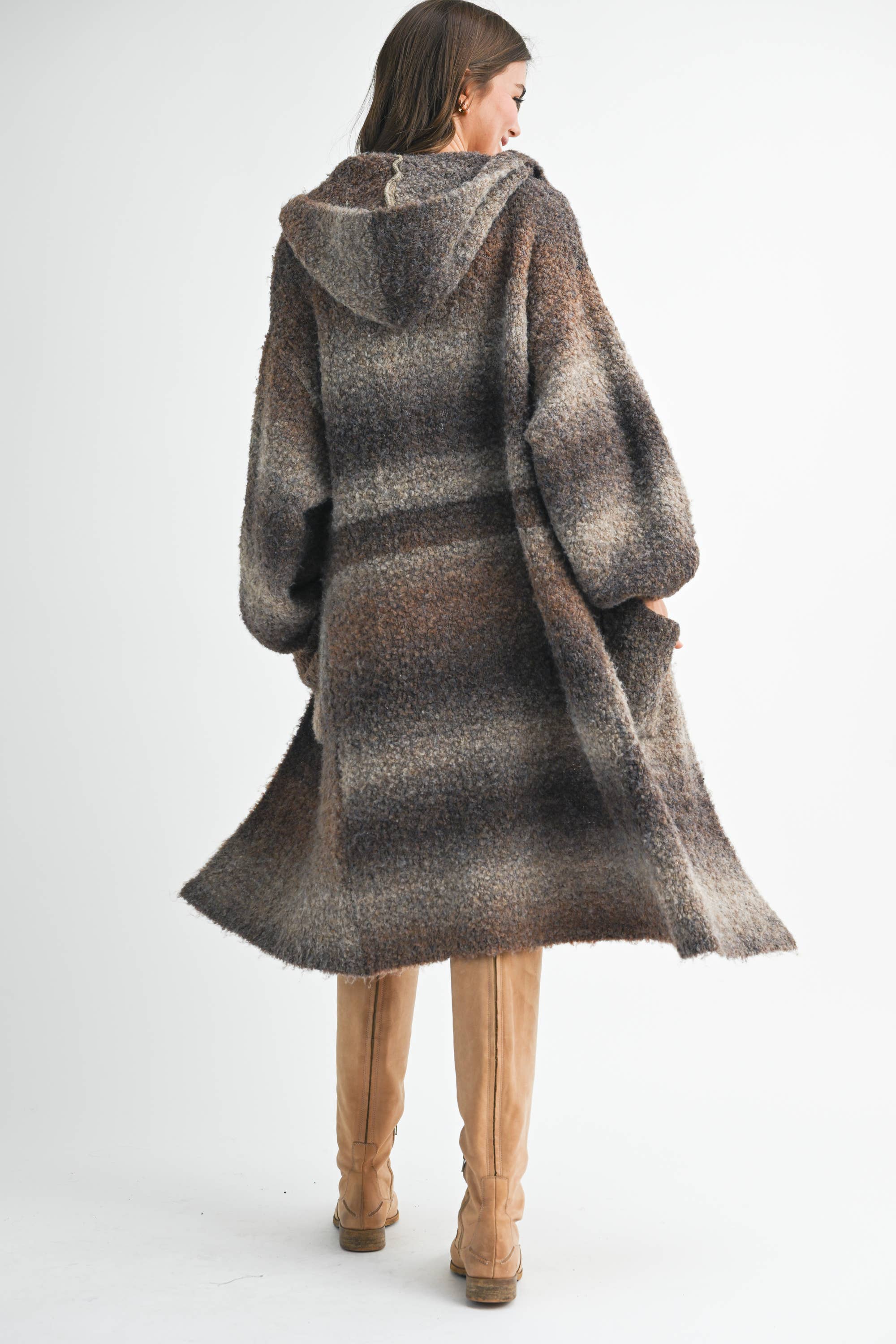 AEMI + CO - Vente Cardigan – femme - Cardigan à capuche Nelsi avec manches ballon et poches13