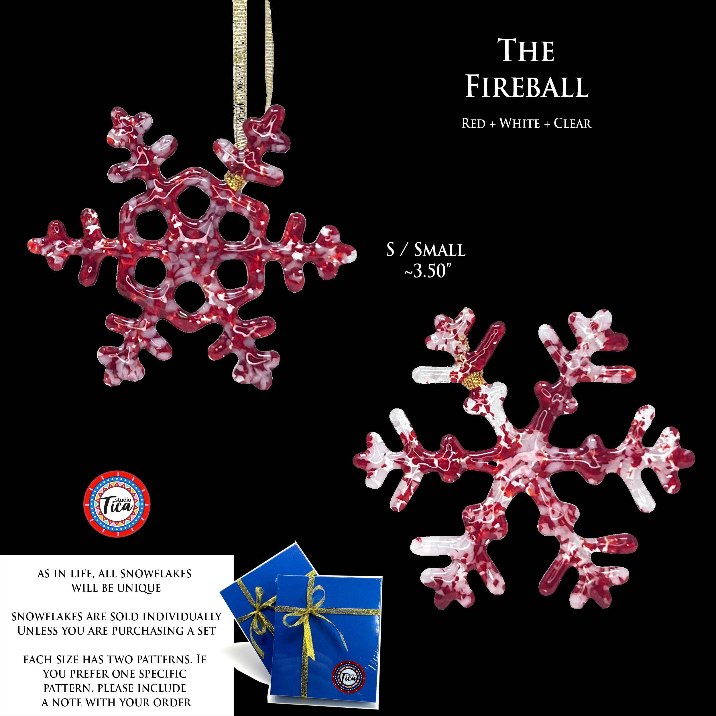 studioTica - Wholesale Ornament - Handmade Glass Snowflake - Fireball17