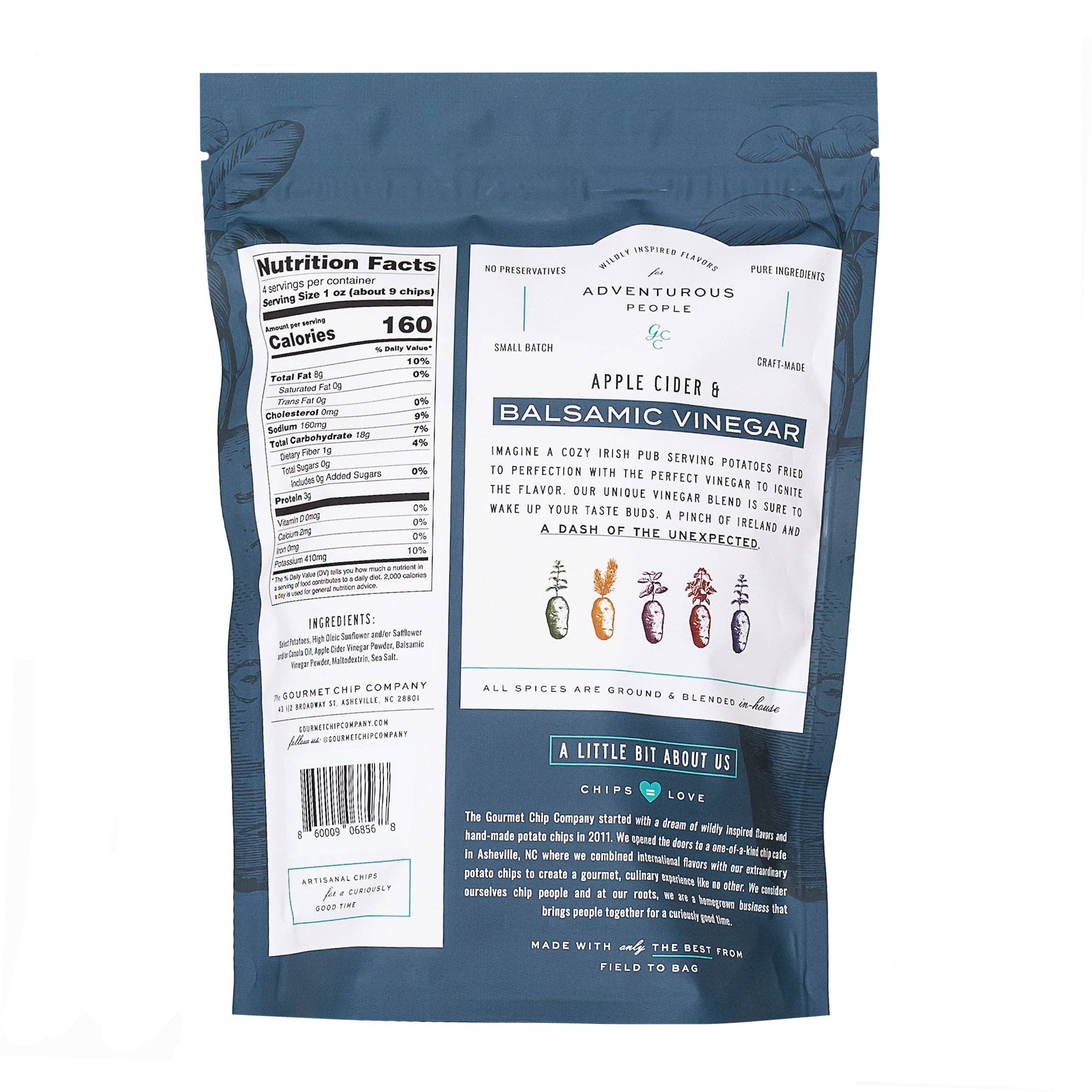 The Gourmet Chip Company - Wholesale Chips - Apple Cider and Balsamic Vinegar Thick Cut Potato Chips - Case of 122