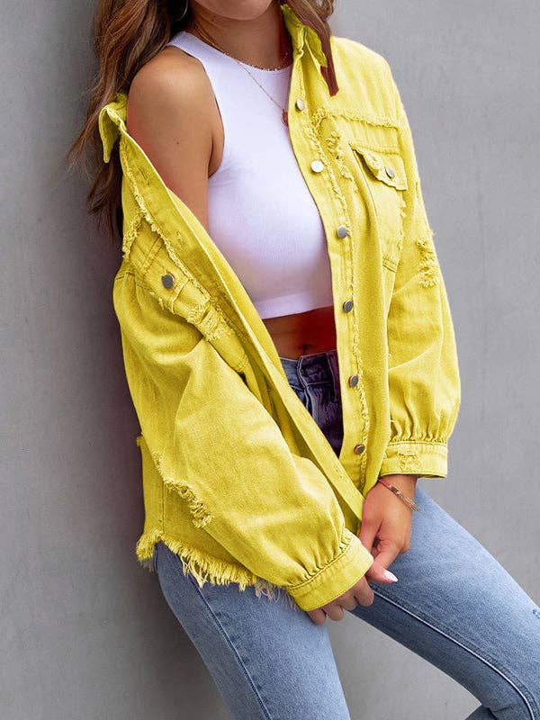 Plush Looks - Wholesale Shirt Jacket/Shacket - Women's - Long Sleeves Loose Fringed Pockets Lapel Outerwear4