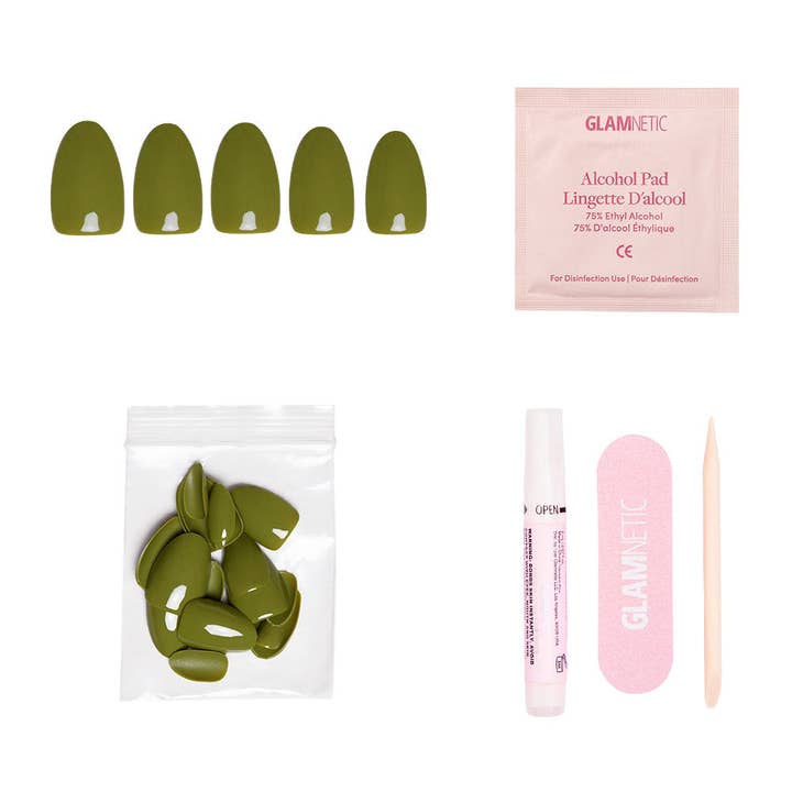 Glamnetic - Wholesale Press-On/Fake Nails - Moss Green Press-On Nails | Fall Solids | Short Oval