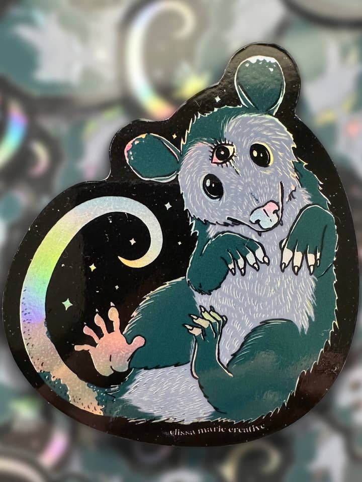 Cosmic Opossum Holo Sticker | witchy | possum | holographic for wholesale by Elissa Marie Creative