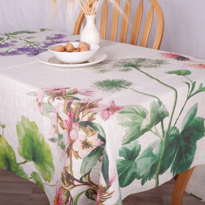 Dug i 100% hør med vilde blomster - Fremstillet i Europa for engroshandel hos NorraVilla